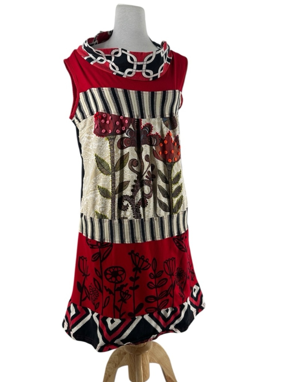 Savage Culture Boho Patchwork Tunic Dress Mini Sleeveless Lagelook Artsy Chic - Picture 2 of 10